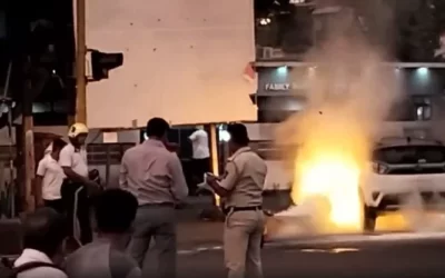 Tata Nexon EV catches fire in Mumbai