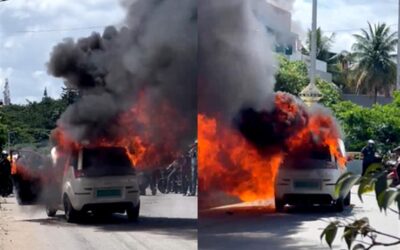 Electric car gutted in fire in B’luru, narrow escape for two occupants