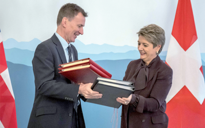 Britain and Switzerland agree wide-ranging financial services trade deal