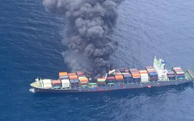 Fire erupts on Singapore-flagged container vessel off Kerala coast; 18 rescued, 4 missing