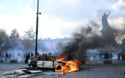 French violence raises alert as protests flare across Europe
